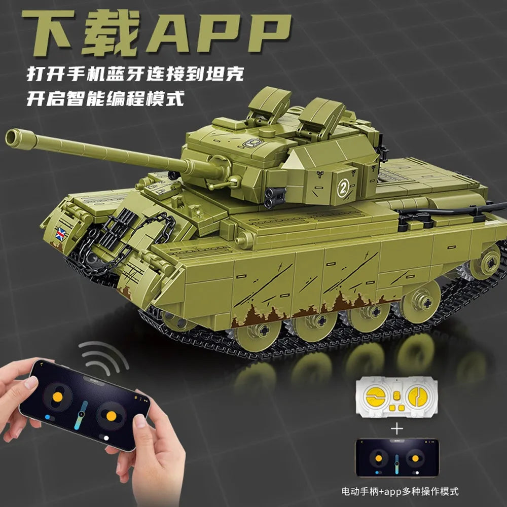 Panlos Building Block Set: RC Motorized Centurion Main Battle Tank, Model 676008