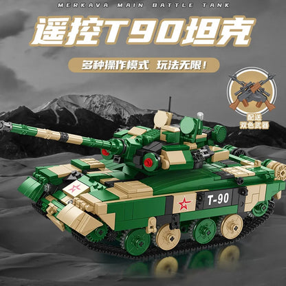 Panlos Building Block Set: RC Motorized T90 Main Battle Tank, Model 676005