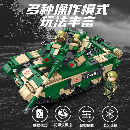 Panlos Building Block Set: RC Motorized T90 Main Battle Tank, Model 676005