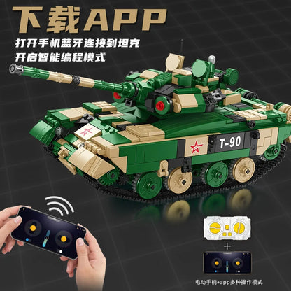 Panlos Building Block Set: RC Motorized T90 Main Battle Tank, Model 676005