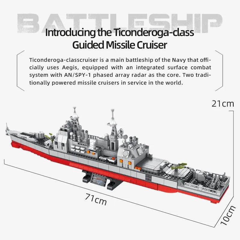 Panlos Building Block Set: Ticonderoga Cruiser Navy Battleship, Model 637007