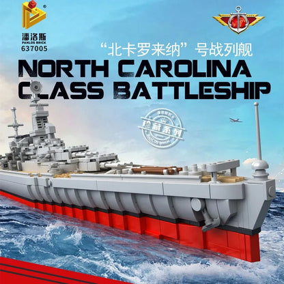 Panlos Building Block Set: USS North Carolina Battleship Warship, Model 637005