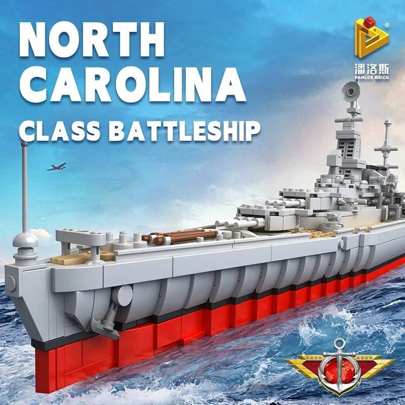 Panlos Building Block Set: USS North Carolina Battleship Warship, Model 637005