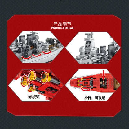 Panlos Building Block Set: USS North Carolina Battleship Warship, Model 637005