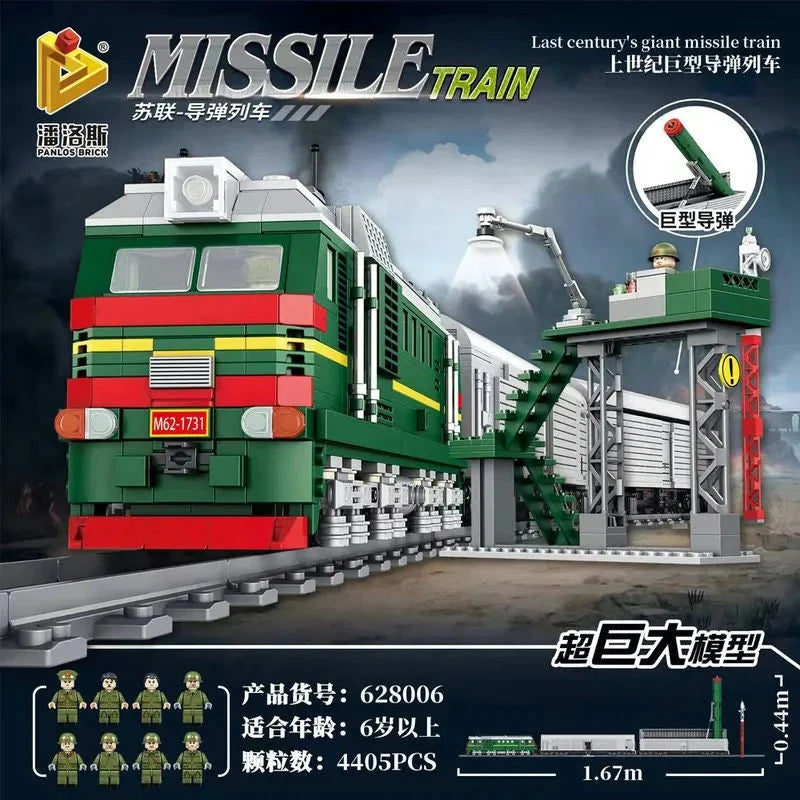Panlos Building Block Set: WW2 Heavy Missile Train SS-24 Railway, Model 628006