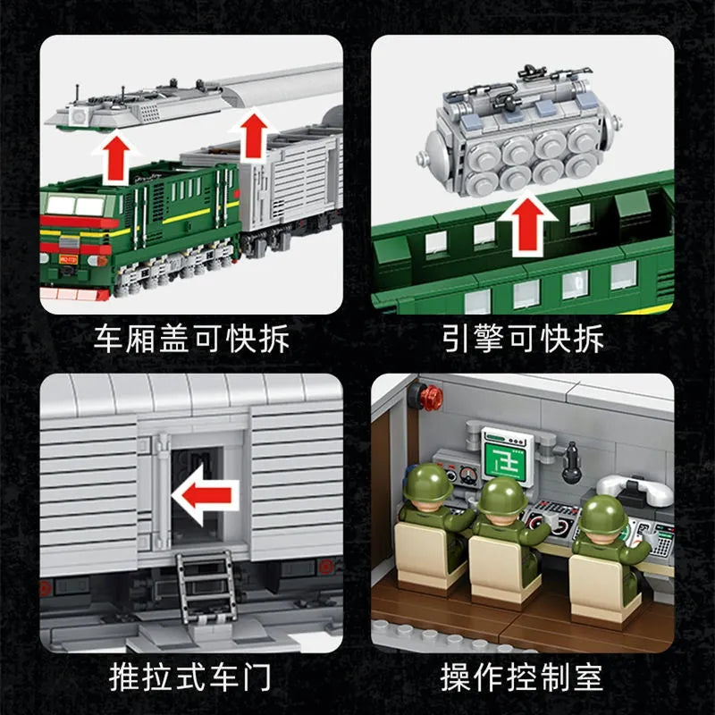 Panlos Building Block Set: WW2 Heavy Missile Train SS-24 Railway, Model 628006