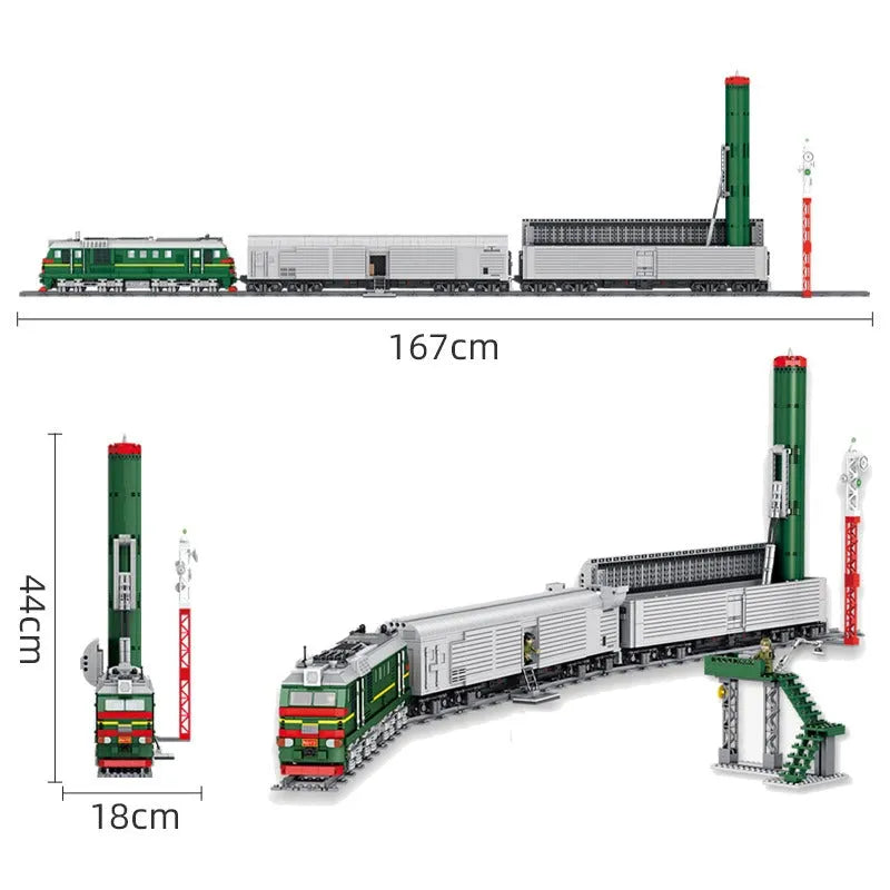 Panlos Building Block Set: WW2 Heavy Missile Train SS-24 Railway, Model 628006