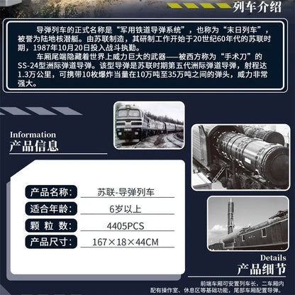 Panlos Building Block Set: WW2 Heavy Missile Train SS-24 Railway, Model 628006