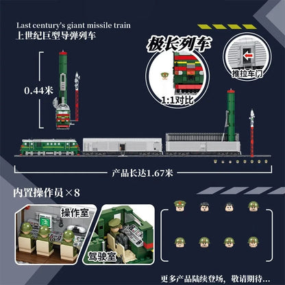 Panlos Building Block Set: WW2 Heavy Missile Train SS-24 Railway, Model 628006