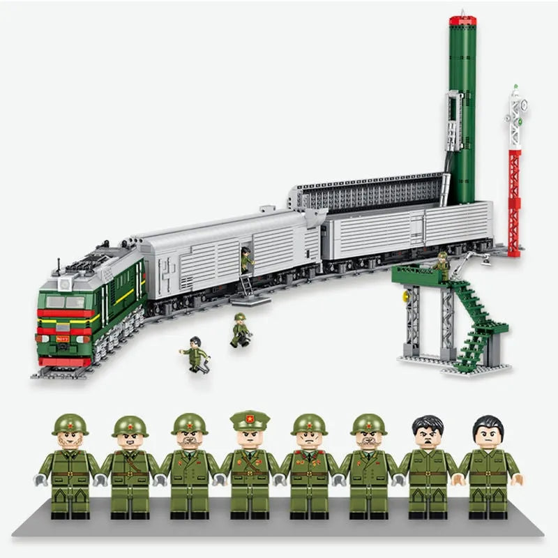 Panlos Building Block Set: WW2 Heavy Missile Train SS-24 Railway, Model 628006