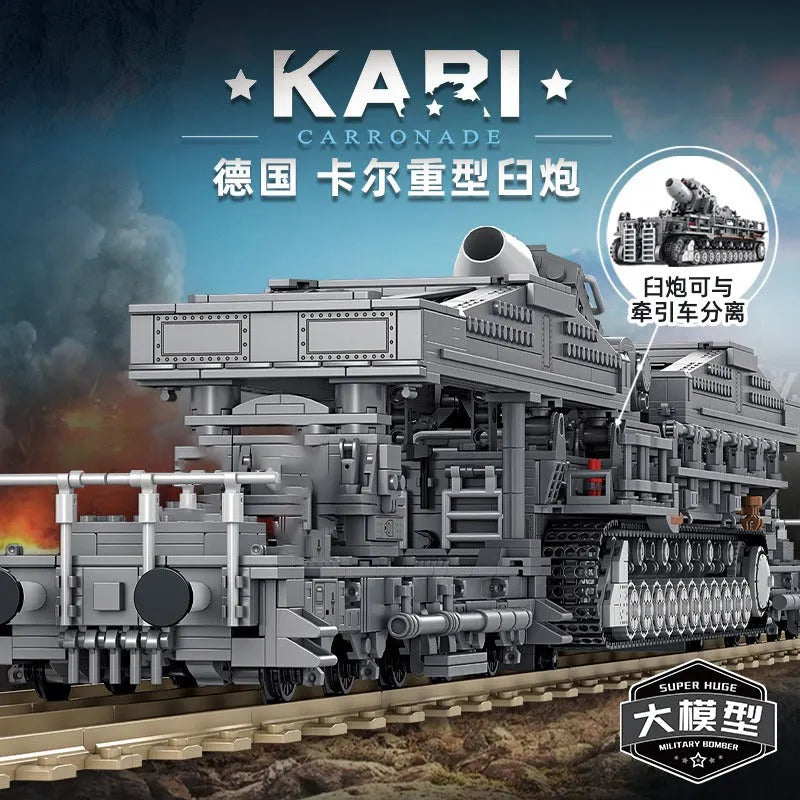 Panlos Building Block Set: WW2 Karl Heavy Carronade Mortar Railway, Model 628008
