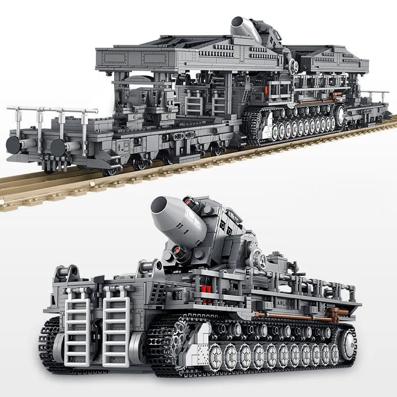 Panlos Building Block Set: WW2 Karl Heavy Carronade Mortar Railway, Model 628008