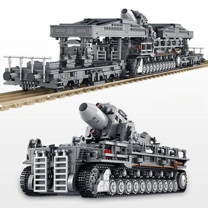Panlos Building Block Set: WW2 Karl Heavy Carronade Mortar Railway, Model 628008