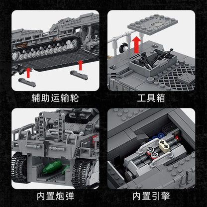 Panlos Building Block Set: WW2 Karl Heavy Carronade Mortar Railway, Model 628008