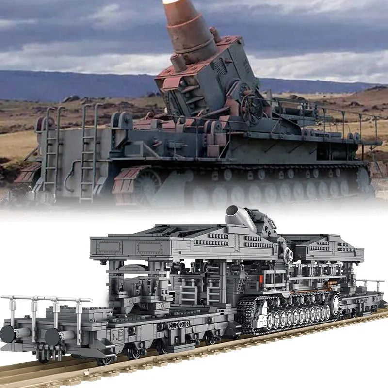 Panlos Building Block Set: WW2 Karl Heavy Carronade Mortar Railway, Model 628008