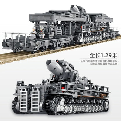 Panlos Building Block Set: WW2 Karl Heavy Carronade Mortar Railway, Model 628008