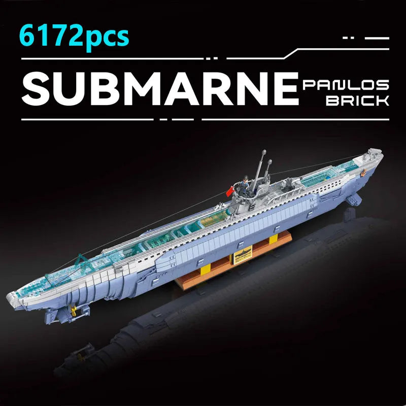 Panlos MOC Building Block Set: WW2 MOC German Navy VIIC U-552 Submarine, Model 628011