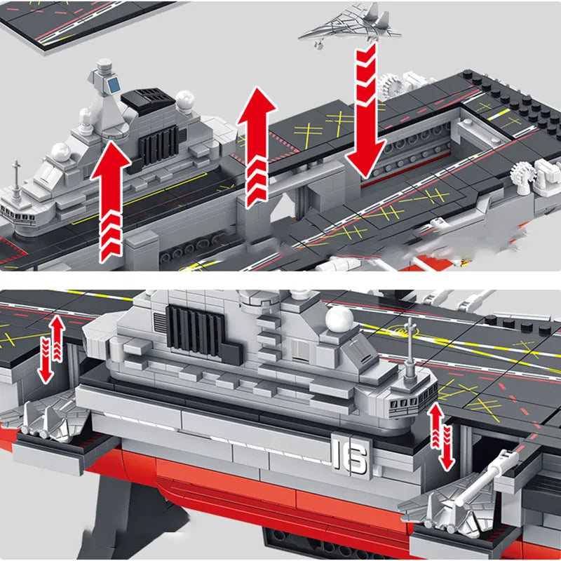 Panlos MOC Building Block Set: WW2 MOC Liaoning Aircraft Carrier, Model 688011