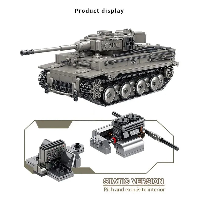 Panlos MOC Building Block Set: WW2 MOC Tiger 1 Heavy Battle Tank, Model 632015