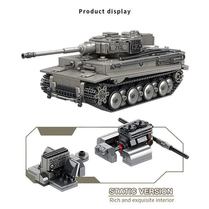 Panlos MOC Building Block Set: WW2 MOC Tiger 1 Heavy Battle Tank, Model 632015