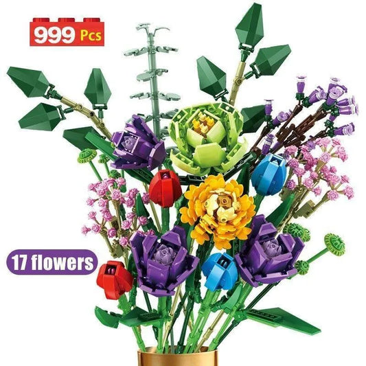 Panlos MOC Building Block Set: Bouquet Flower Romantic Rose, Model 655001
