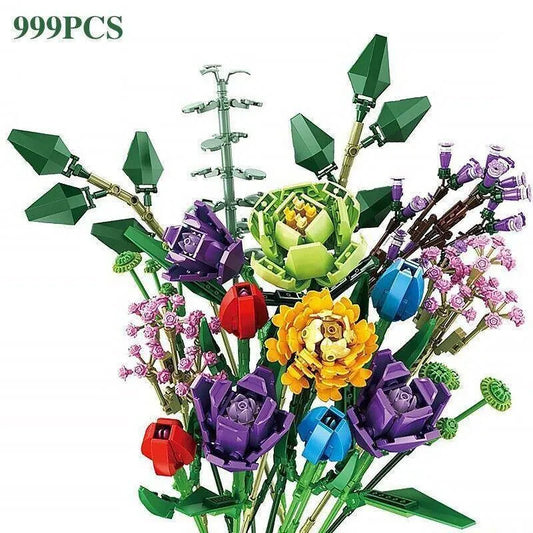 Panlos MOC Building Block Set: Bouquet Flower Romantic Rose, Model 655001