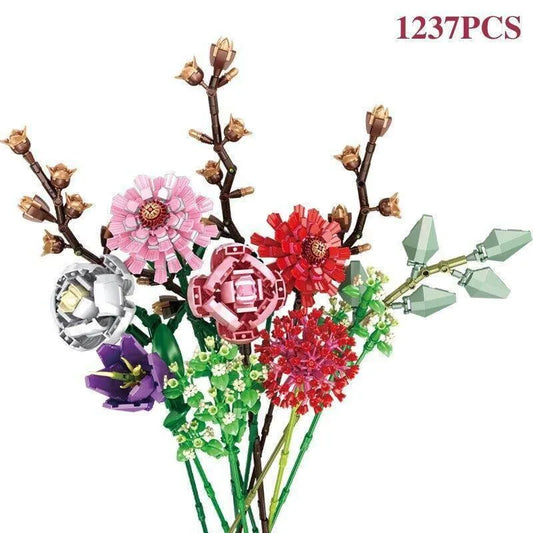 Panlos MOC Building Block Set: Bouquet Romantic Flower Rose, Model 655002
