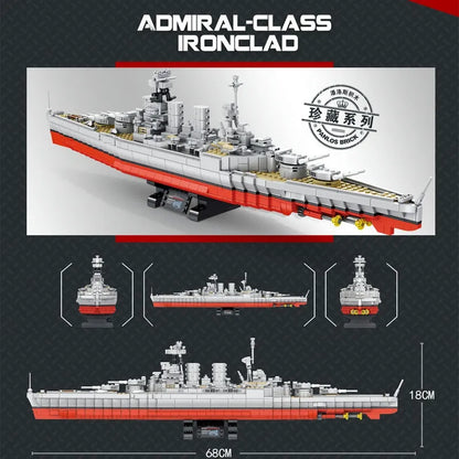 Panlos MOC Building Block Set: USS Hood Battleship WW2 Warship, Model 637001