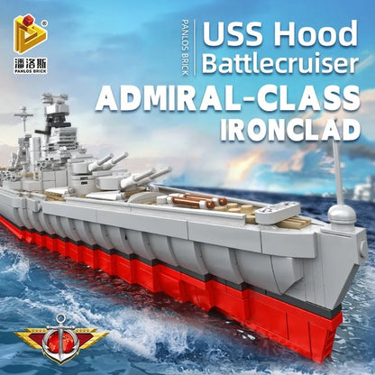 Panlos MOC Building Block Set: USS Hood Battleship WW2 Warship, Model 637001