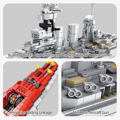 Panlos MOC Building Block Set: USS Hood Battleship WW2 Warship, Model 637001