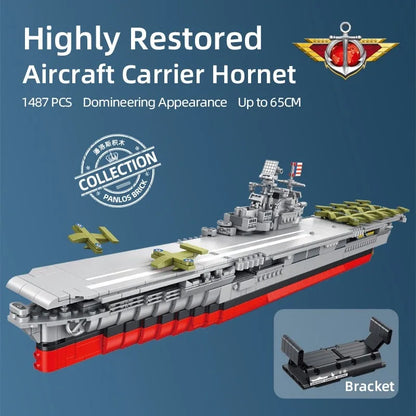 Panlos MOC Building Block Set: USS Hornet Aircraft Carrier Warship, Model 637003