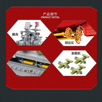 Panlos MOC Building Block Set: USS Hornet Aircraft Carrier Warship, Model 637003