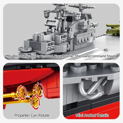 Panlos MOC Building Block Set: USS Hornet Aircraft Carrier Warship, Model 637003