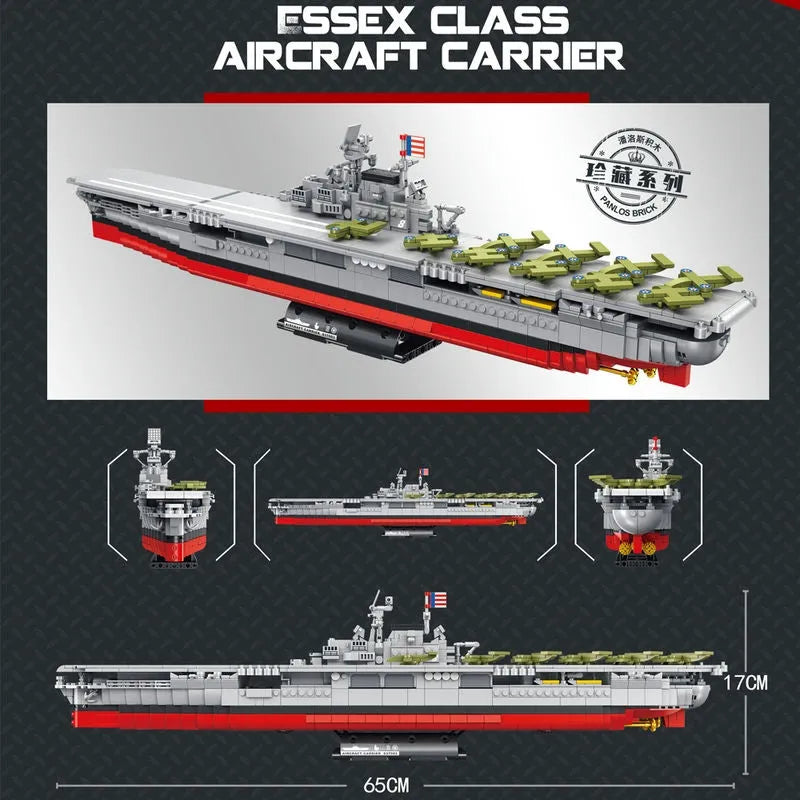 Panlos MOC Building Block Set: USS Hornet Aircraft Carrier Warship, Model 637003