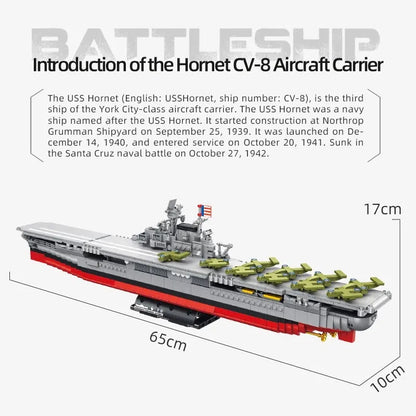 Panlos MOC Building Block Set: USS Hornet Aircraft Carrier Warship, Model 637003