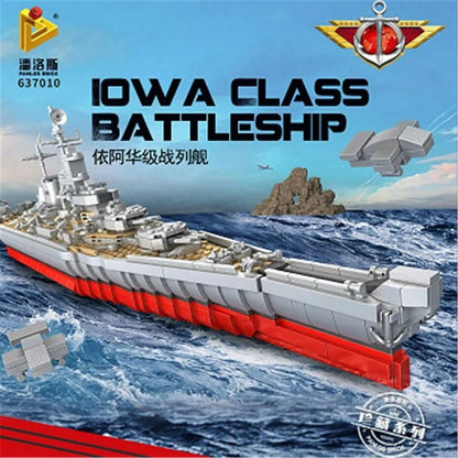 Panlos MOC Building Block Set: USS IOWA-CLASS Battleship Warship, Model 637010