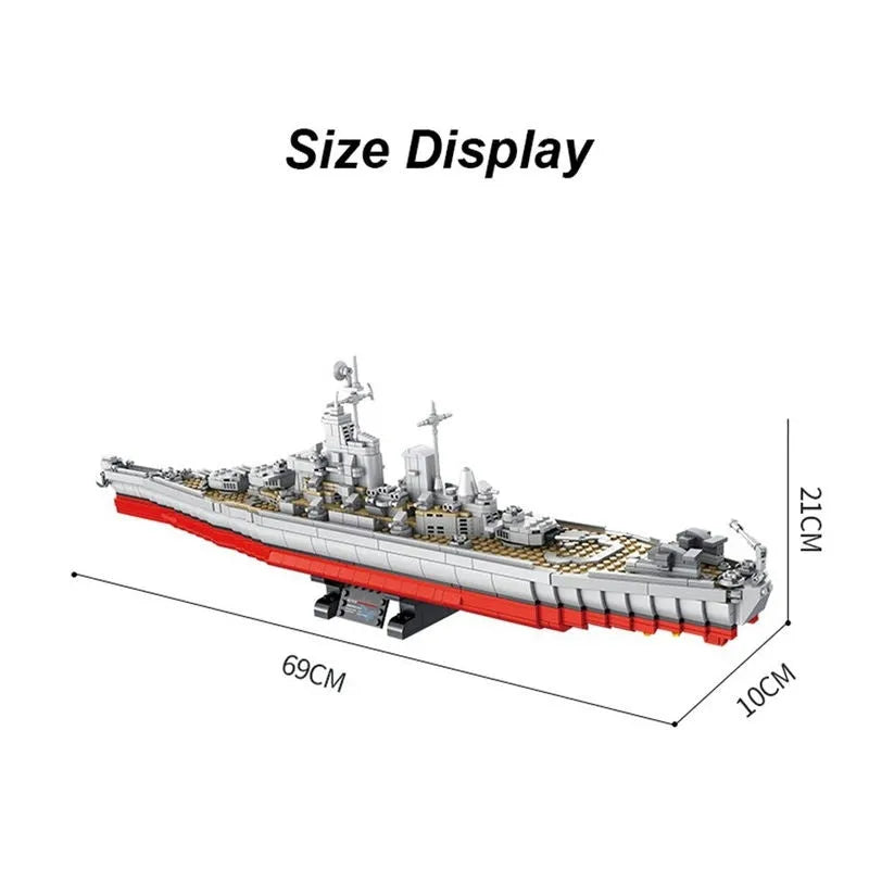 Panlos MOC Building Block Set: USS IOWA-CLASS Battleship Warship, Model 637010