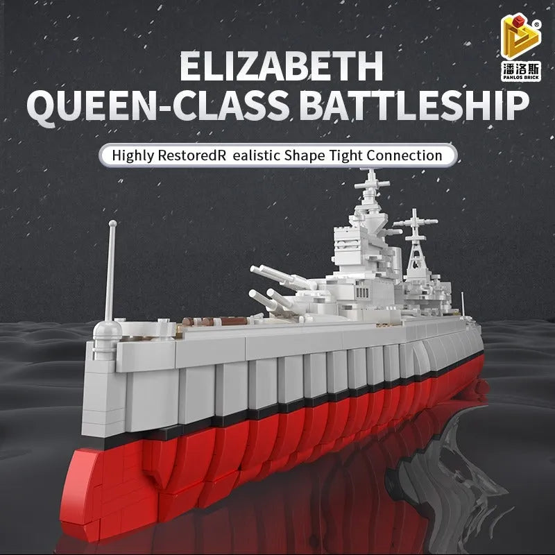 Panlos MOC Building Block Set: Warship Queen Elizabeth Battleship, Model 637008