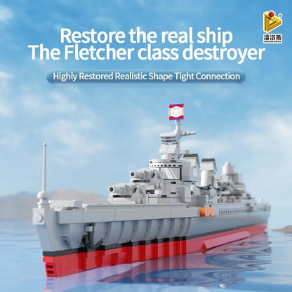 Panlos MOC Building Block Set: WW2 Fletcher Class Destroyer Battleship, Model 637006
