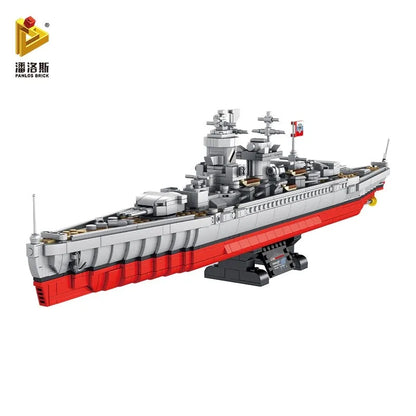Panlos MOC Building Block Set: WW2 German Battleship Warship Kids, Model 637002