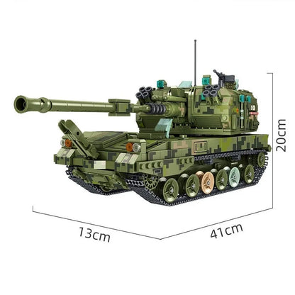 Panlos MOC Building Block Set: WW2 Military 155 Self-Propelled Artillery, Model 688007