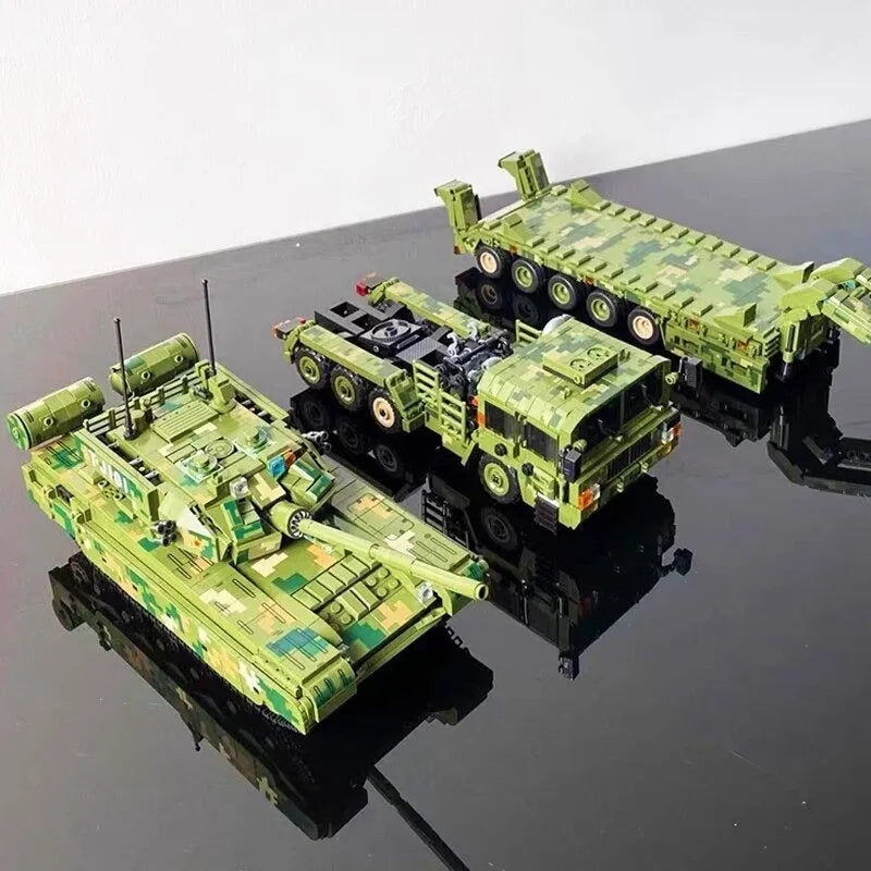 Panlos MOC Building Block Set: WW2 Military 99A Tank Transporter, Model 688003