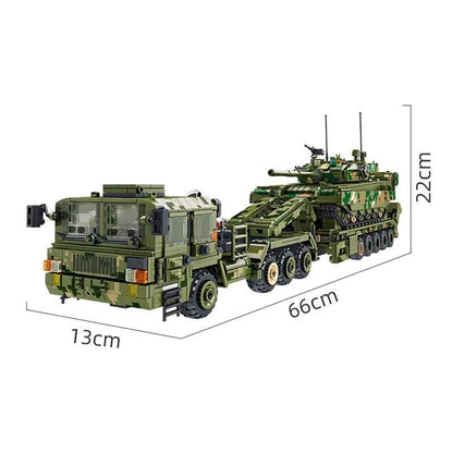 Panlos MOC Building Block Set: WW2 Military 99A Tank Transporter, Model 688003