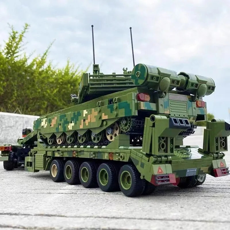 Panlos MOC Building Block Set: WW2 Military 99A Tank Transporter, Model 688003