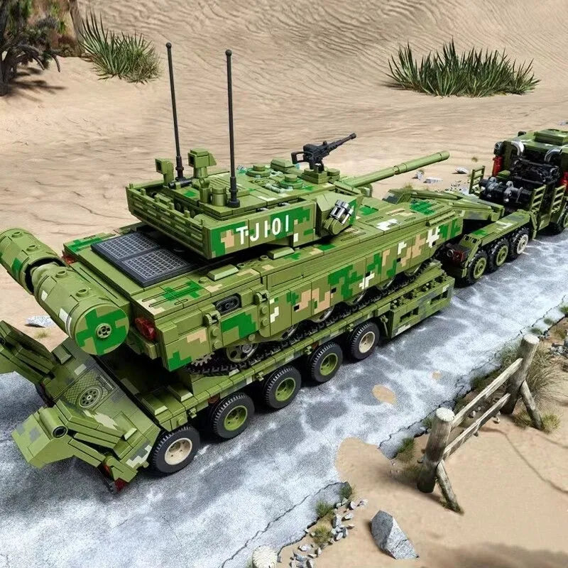 Panlos MOC Building Block Set: WW2 Military 99A Tank Transporter, Model 688003