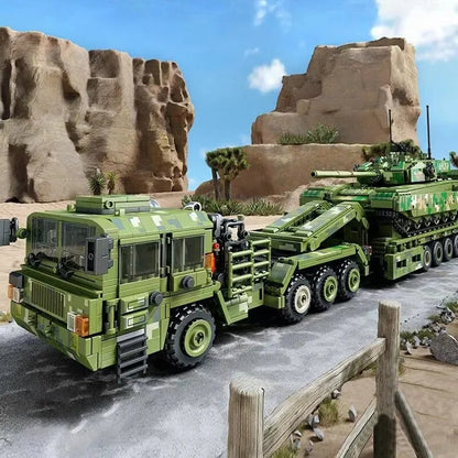 Panlos MOC Building Block Set: WW2 Military 99A Tank Transporter, Model 688003