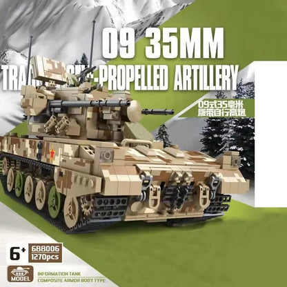 Panlos MOC Building Block Set: WW2 Military Tacked Self-Propelled Artillery, Model 688006