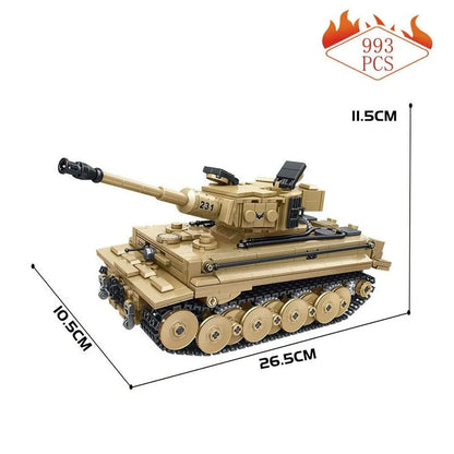 Panlos MOC Building Block Set: WW2 Motorized RC Tiger 1 Heavy Main Battle Tank, Model 676003