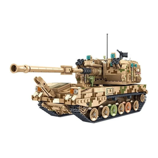 Panlos MOC Building Block Set: WW2 Self-Propelled 155 Artillery, Model 688008