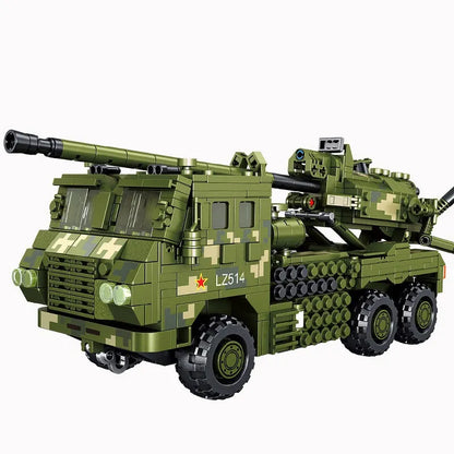 Panlos MOC Building Block Set: WW2 SH-15X Armored Car Mounted Howitzer, Model 639003